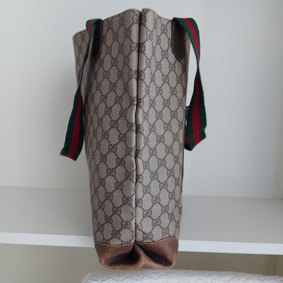 Gucci Web Tan Monogram Canvas Sherry Line GG Tote Bag - Picture 13 of 16
